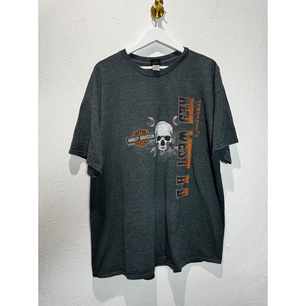 Harley-Davidson Key West Florida Skull Graphic T-Shirt Mens 2XL Charcoal Grey